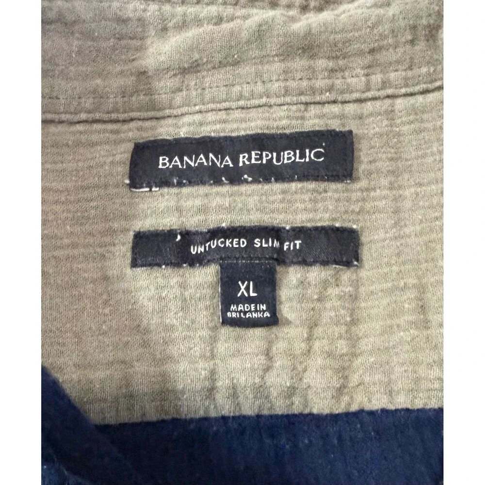 Banana Republic Mens XL Olive Green Untucked Slim Fit Button Down Shirt